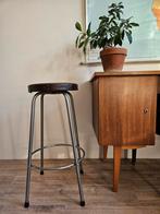 Vintage Industriële Kruk, Gebruikt, Met voetsteun, 60 tot 90 cm, Ophalen of Verzenden