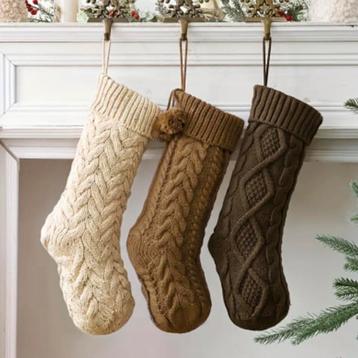 3 kerstsokken bruin/beige beschikbaar voor biedingen