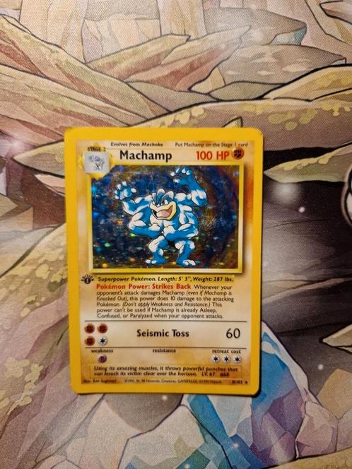 Machamp 8/102 Base Set Holo Engels 1999 Wotc, Hobby en Vrije tijd, Verzamelkaartspellen | Pokémon, Zo goed als nieuw, Ophalen of Verzenden