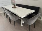 Robuuste zware eettafel wit 240 x 90 cm, Huis en Inrichting, Tafels | Eettafels, Ophalen, Gebruikt, 200 cm of meer, 50 tot 100 cm