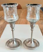 2 Stijlvolle glazen kandelaars / waxinelichthouders, Ophalen of Verzenden, Gebruikt, Overige typen