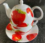 Tea for one setje met aardbei motief, 1x gebruikt., Overige typen, Ophalen of Verzenden, Zo goed als nieuw, Overige stijlen