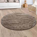 ❤️️ Trendy Fluffy Shaggy Taupe Vloerkleed Rond 200 CM, Huis en Inrichting, Stoffering | Tapijten en Kleden, 200 cm of meer, Nieuw