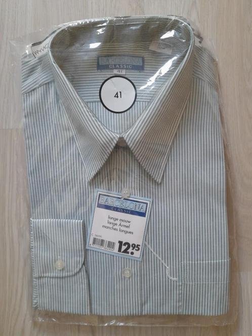 Overhemd groen wit gestreept met lange mouwen NIEUW maat 41, Kleding | Heren, Overhemden, Nieuw, Halswijdte 41/42 (L), Wit, Ophalen of Verzenden