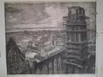 Willem Nijs ets Zicht op Rotterdam 1957, Antiek en Kunst, Kunst | Etsen en Gravures, Ophalen of Verzenden