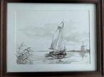 H. Benoist boot platbodem plasgezicht oud antiek schilderij, Ophalen of Verzenden