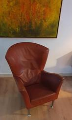 Montis Castor - Cognac leer, rvs poten, Huis en Inrichting, Fauteuils, Ophalen, Gebruikt, 50 tot 75 cm, Leer