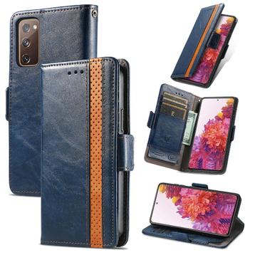 Luxe Galaxy S20 FE PU-leer Wallet Flip Case Set _ Blauw