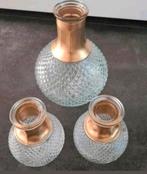 3 vazen 1 van 20 cm en 2 van 12 cm met gouden hals nieuw, Minder dan 50 cm, Nieuw, Glas, Ophalen of Verzenden