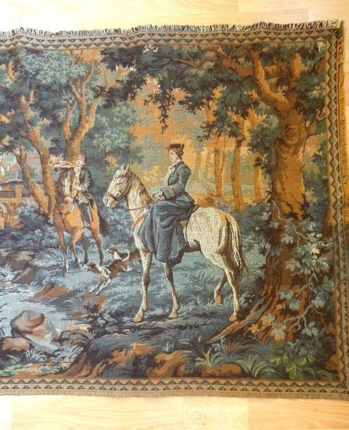 Gobelin Wandkleed – Jachttafereel - Vintage wandtapijt, Antiek en Kunst, Antiek | Kleden en Textiel, Ophalen of Verzenden