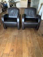 2 goede bruine leren stoelen, Huis en Inrichting, Stoelen, Ophalen, Gebruikt, Twee, Bruin