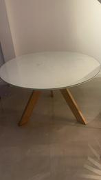 Ronde eettafel met glasplaat - 120cm - dit weekend ophalen!, Huis en Inrichting, Tafels | Eettafels, Ophalen, Gebruikt, 100 tot 150 cm