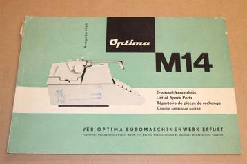 Onderdelencatalogus typemachine Optima M14 - 1965 !! beschikbaar voor biedingen