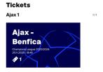 Ajax – Benfica (Champions League) ticket, Tickets en Kaartjes, Eén persoon