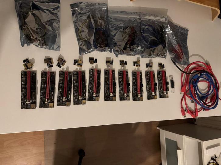 diverse crypto rig onderdelen - o.a. risers, kabels, fans, Computers en Software, Overige Computers en Software, Gebruikt, Ophalen