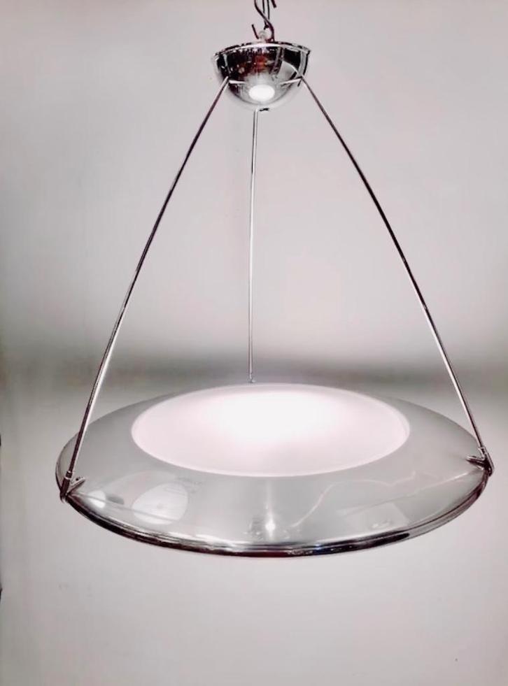 Arteluce Atomic Space Chrome Disk Lamp Mira C, Huis en Inrichting, Lampen | Hanglampen, Zo goed als nieuw, 50 tot 75 cm, Metaal