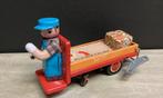 Tin Toy treinstation trolley speelgoed met wind-up sleutel, Verzamelen, Speelgoed, Gebruikt, Ophalen of Verzenden