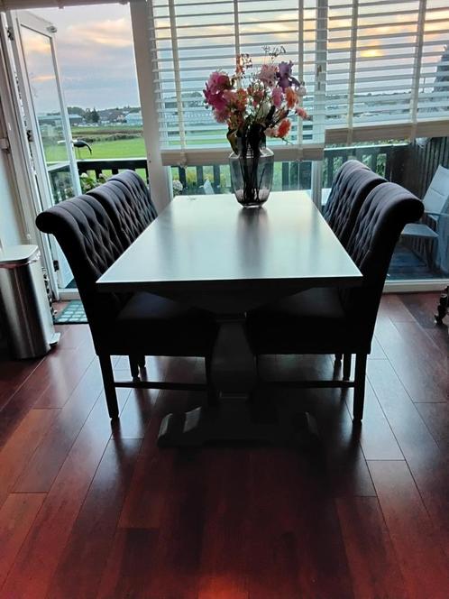 6 antracietgrijze eetkamerstoelen Rofra gecapitonneerd gebru, Huis en Inrichting, Stoelen, Gebruikt, Vijf, Zes of meer stoelen
