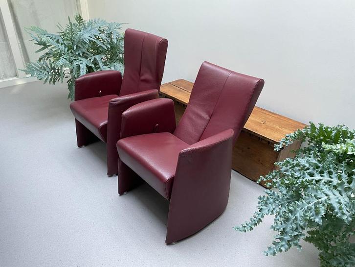 2 Leolux feuileuilles, Huis en Inrichting, Fauteuils, Gebruikt, Leer, 50 tot 75 cm, Minder dan 75 cm, Ophalen