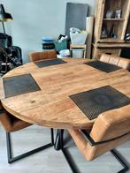 Eettafel mangohout, Huis en Inrichting, Ophalen, Rond, Zo goed als nieuw, 100 tot 150 cm