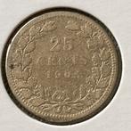 25 Cent / Kwartje Zilver uit 1906 van Wilhelmina, Verzenden, Zilver, 25 cent, Koningin Wilhelmina
