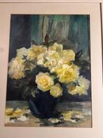Aquarel met rozen op vaas, Antiek en Kunst, Ophalen