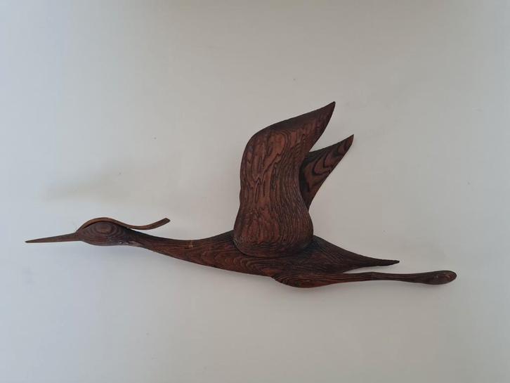 Retro Houten Wanddecoratie Vogel Kraanvogel wandvogel, Huis en Inrichting, Woonaccessoires | Wanddecoraties, Gebruikt, Ophalen of Verzenden