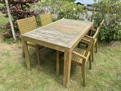 Hardhouten tuinset - 4 personen, Tuin en Terras, Tuinsets en Loungesets, Gebruikt, Tuinset, Hardhout, 4 zitplaatsen, Eettafel