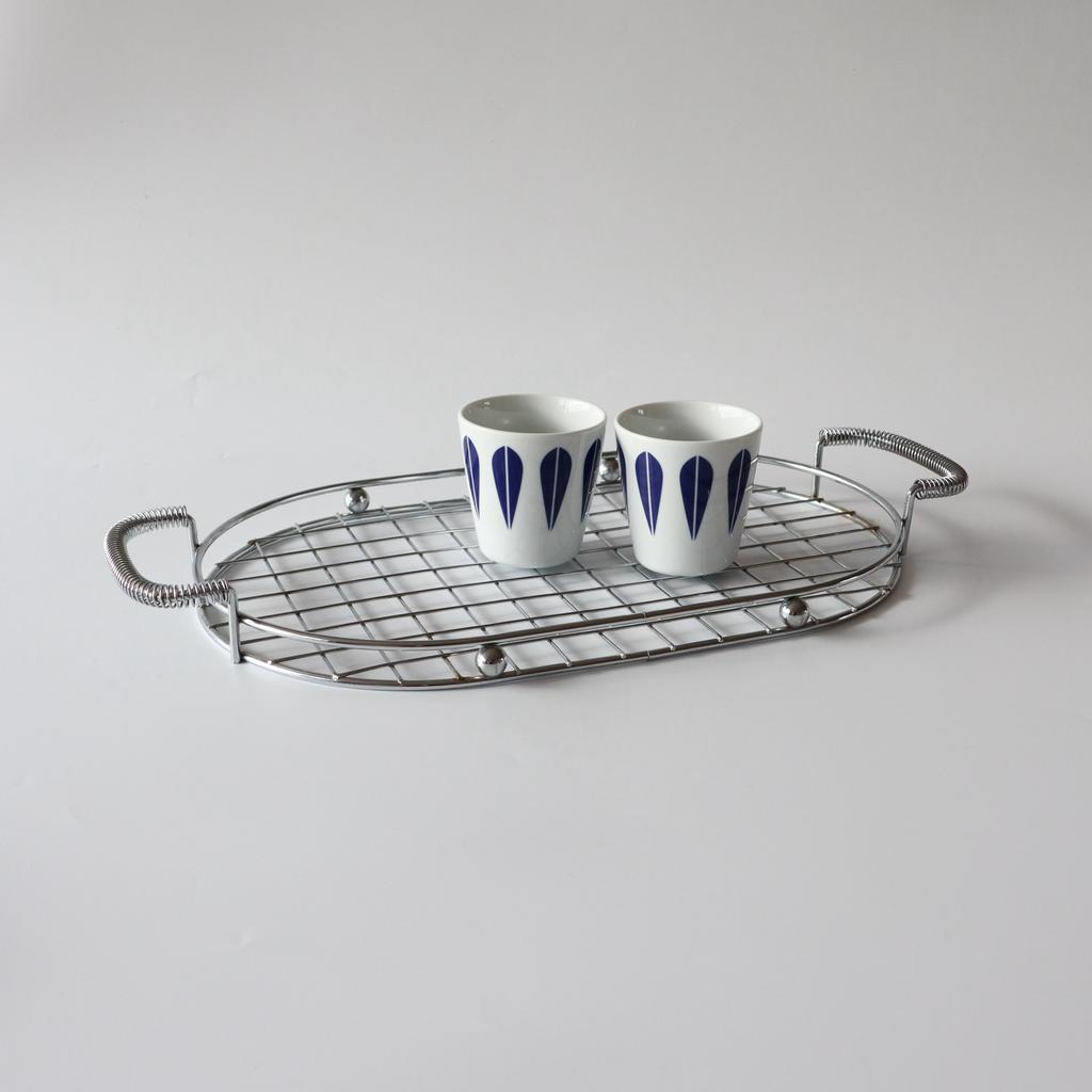 Vintage tray dienblad chroom rvs wire, Ophalen of Verzenden, Zo goed als nieuw, Rond, Overige materialen