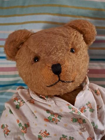 Vintage Mohair Teddybeer Jaren 50 in Pyjama beschikbaar voor biedingen
