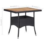 Tuintafel poly rattan en massief acaciahout zwart, Tuin en Terras, Tuinmeubel-accessoires, Nieuw, Ophalen of Verzenden