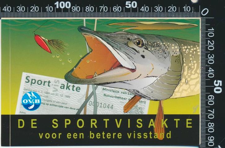 Sticker: OVB - De sportvisakte voor een betere visstand (2), Verzamelen, Stickers, Zo goed als nieuw, Bedrijf of Vereniging, Verzenden