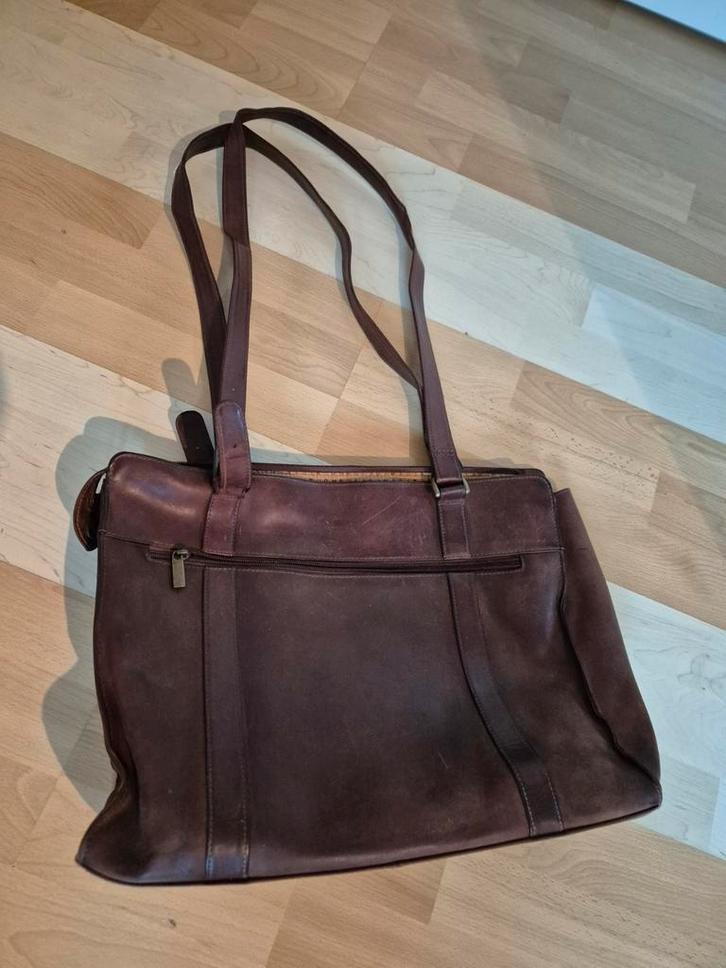 Bruine leren handtas van Bosboom, Sieraden, Tassen en Uiterlijk, Tassen | Damestassen, Gebruikt, Handtas, Bruin, Ophalen of Verzenden