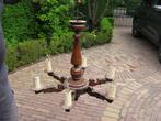 Antiek lamp 5 armig eikenhout, Ophalen of Verzenden