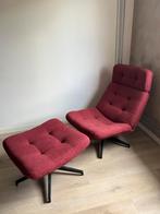 Ikea Havberg fateuil en voetenbank roodbruin, Huis en Inrichting, Fauteuils, Ophalen, Gebruikt, 75 tot 100 cm, Stof