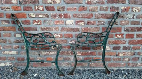 Set van 2 gietijzeren bankpoten, Tuin en Terras, Tuinbanken, Gebruikt, Metaal, Ophalen