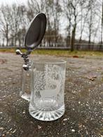 Antieke bierpul kristal met tin deksel, Antiek en Kunst, Ophalen of Verzenden