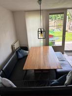 Eethoek met eettafel en lederlook banken, Huis en Inrichting, Tafels | Eettafels, Ophalen, Gebruikt, 50 tot 100 cm, Vijf personen of meer