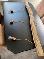 Unieke handgemaakte houten hanglamp, Ophalen, Zo goed als nieuw, Metaal, Minder dan 50 cm