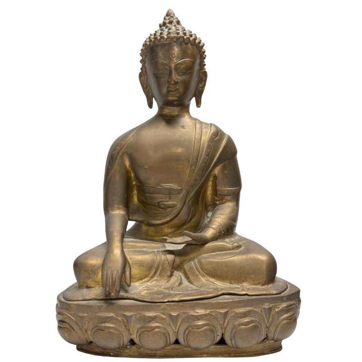 Antiek Tibetaans bronzen Boeddhabeeld LOT 453, Huis en Inrichting, Woonaccessoires | Boeddhabeelden, Gebruikt, Ophalen of Verzenden
