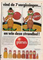 Retro reclame 1981 Granini frisdrank clown met verschillen, Verzenden, Overige typen