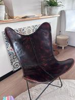 Lederen vlinderstoel als nieuw, Huis en Inrichting, Stoelen, Ophalen, Bruin, Nieuw, Leer