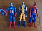 3 actiefiguren: Spiderman, Wolverine, Captain America samen, Kinderen en Baby's, Speelgoed | Actiefiguren, Ophalen of Verzenden