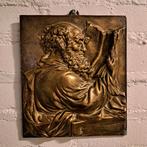Bronzen Plaquette - Lezende Geleerde, Ophalen of Verzenden