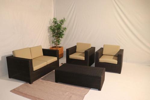Loungeset bank met 2 stoelen wicker, Tuin en Terras, Tuinsets en Loungesets, Zo goed als nieuw, Loungeset, Wicker, 4 zitplaatsen