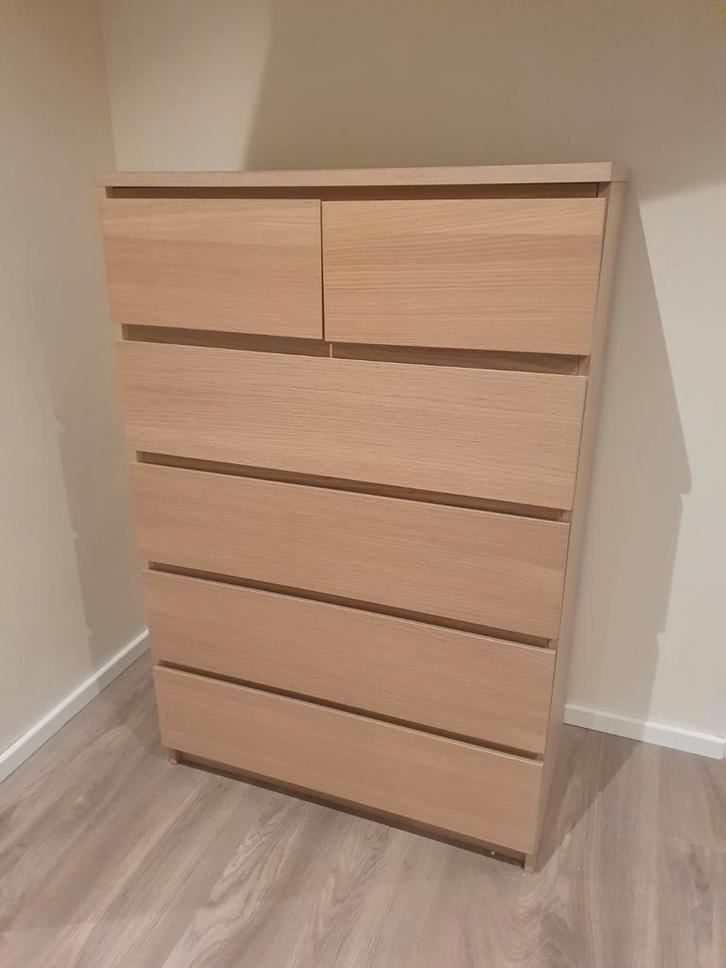 Twee IKEA Malm Ladekasten- Wit gebeitst eikenfineer, Huis en Inrichting, Kasten | Kledingkasten, Gebruikt, Minder dan 100 cm, 50 tot 100 cm