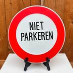 Wandbordje Niet parkeren metaal rond wanddecoratie origineel, Ophalen of Verzenden, Zo goed als nieuw