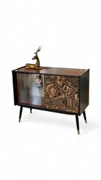 Vintage Midcentury Modern dressoir ‘Hit the North’ kurkprint, Ophalen of Verzenden, Zo goed als nieuw, 25 tot 50 cm, 50 tot 100 cm