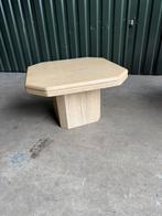 Vintage travertin bijzettafel, Gebruikt, Vierkant, Hout, 55 tot 75 cm
