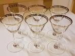 Likeurglazen met gouden rand 6 stuks hoogte 10 cm, Antiek en Kunst, Antiek | Glas en Kristal, Ophalen of Verzenden